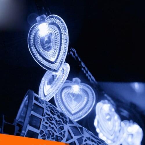 5.3M 20 LEDsSolar Powered Heart Shape Solar Fairy String Light solar lamp outdoor waterproof Garden Lamp Christmas Decorations