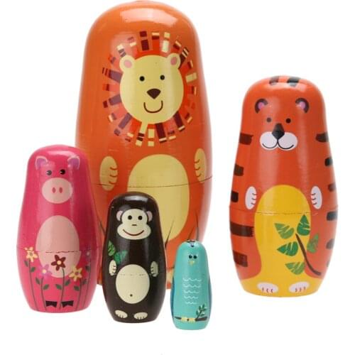 5pcs Wood Russian Nesting Doll Matryoshka Dolls for Kids Birthday Gift Home Decoration Wooden Matryoshka Toy Indoor Toys For Kid