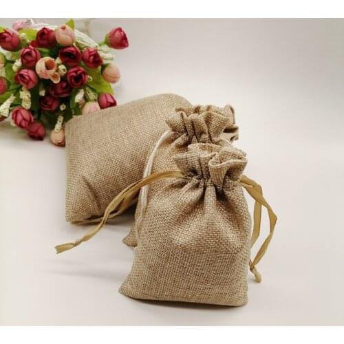 5pcs Jute Zakjes Jute Linen Drawstring Bag Wedding Gift Bag Gift Packaging Bag Jute Bag For Christmas Party Jewelry Pouches Sack