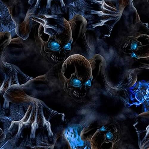 50cm x 2m Blue Eyes Water Transfer Print Skull Film PVA Dipping Hydrographics