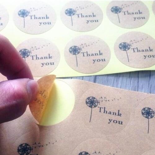 500pcs Dandelion With Thank You Round Seal Sticker Creative Decor Gift Packing Ornament