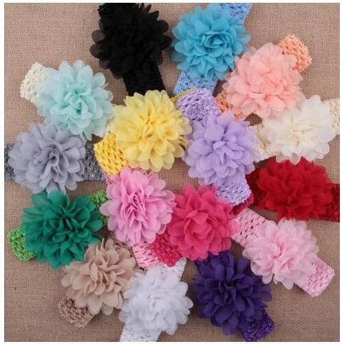 Hair Accessories Baby Girls Large Chiffon Flower Lace Hairband Soft Elastic Headband Hair Band YH449