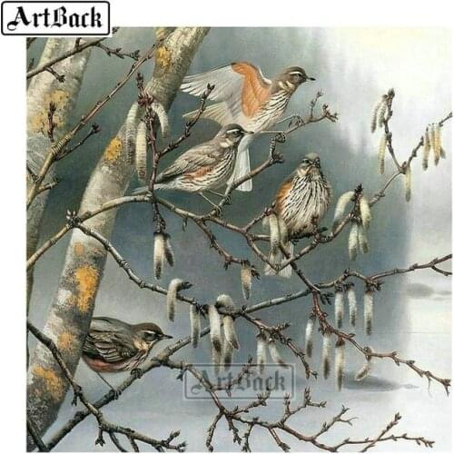 DIY 5D Diamond Painting Tree Sparrow Full Square Drill Diamond Embroidery 3d Diamond Mosaic Home Decoration CH65