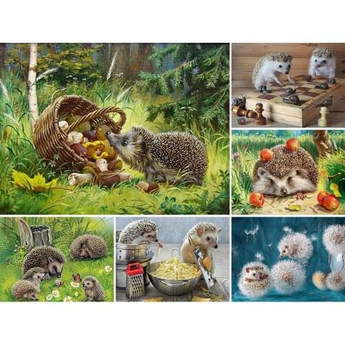 5D DIY Diamond Painting Animals Hedgehog Cross Stitch Kits Full Drill Square Embroidery Mosaic Art Picture of Rhinestones Decor