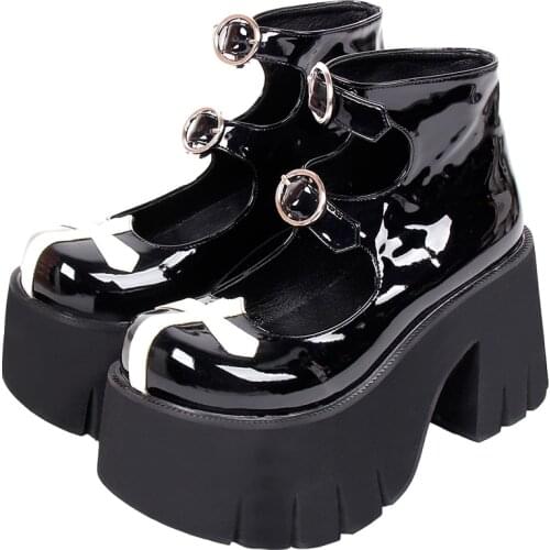 Angelic imprint woman Gothic lolita cosplay punk shoes lady high heels wedges Pumps girl princess dress party shoes 10cm PL 7019