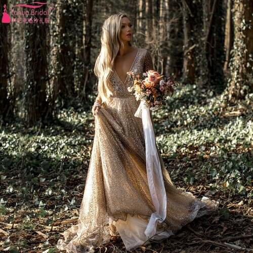 Sparkly Blingling Wedding Dresses Full Sleeve A Line Princess Bridal Gowns Luxury Vestido de Noivas ZW410