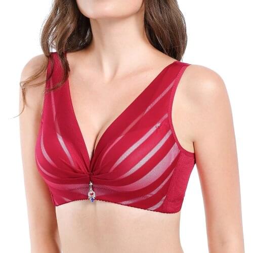 Womens Push Up Bras Plus Size Bralette Deep V Sexy Lingerie Wide Strap Brassiere Wireless Lace Underwear
