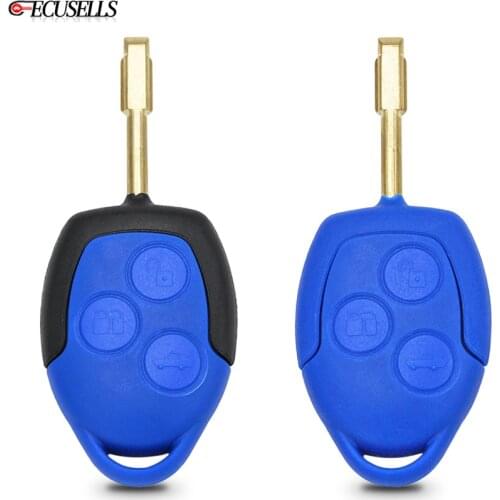 3 Button Remote Car Key Shell Case FO21 Uncut Blade for Ford Transit WM VM 2006 - 2014 Blue / Black Head P/N: 6C1T15K601AG