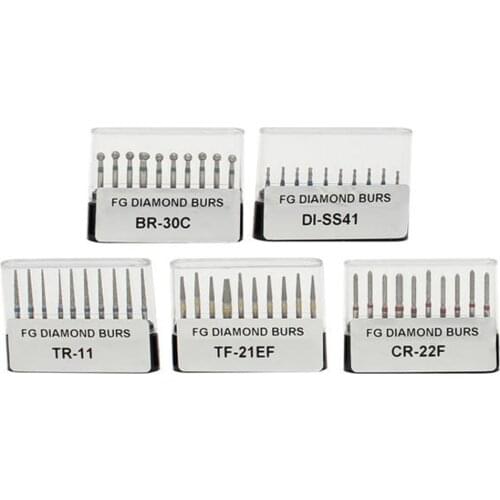 For High Speed Handpiece Dental Emery Bur Set Wear Resistance TF-21EF BR-30C 42 X 7 X 30mm 50pcs/set Natural Diamond Powder