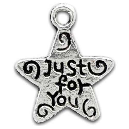 Doreen Box Lovely 100 Silver Color "Just for You" Star Charm Pendants (B11714)