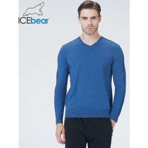Icebear 2021 casual solid color sweater v-neck slim fit knitwear fall male clothing pullovers brand mens apparel 8859