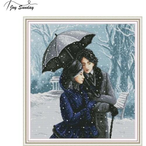 Joy Sunday DMC Cross Stitch Fabric 14CT 11CT DIY Needlework Embroidery Cross Stitch Kit Aida Canvas Printed on Canvas Home Decor