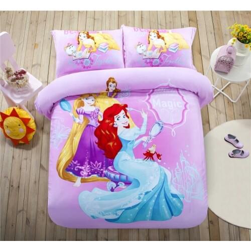 Princess girl bedding sets twin queen king size cartoon 4pc bed linens 3d print duver cover home decor baby kids pillow cases