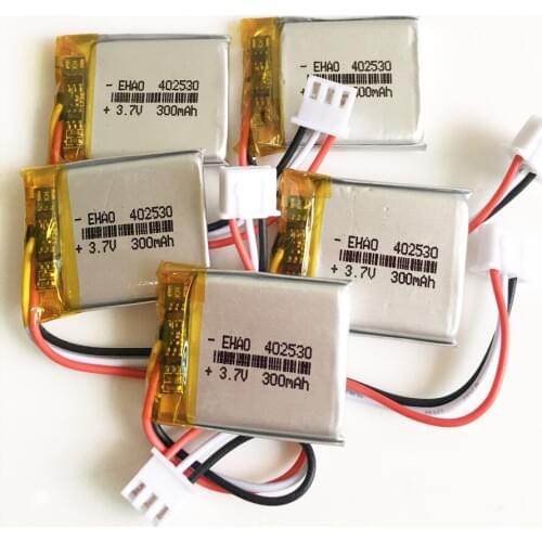 5 pcs 3.7V 300mAh lithium polymer lipo rechargeable battery 402530 JST XHR 2.54mm 3pin connector for MP3 headset smartwatch