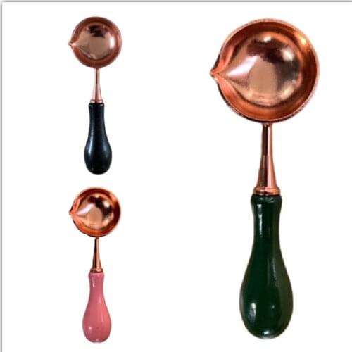 Anti-Hot Sealing Wax Spoon Wood Handle Retro Wax Stamping Spoons Invitation Cards Decorative Stamps Craft