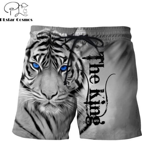 Animal Beautiful Love Tiger 3D All Over Printed Mens Shorts Unisex Streetwear Shorts Summer Beach Polyester Casual Shorts DK-16