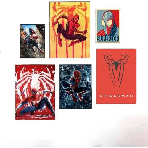 Marvel Avengers Superhero Movie Canvas Painting Spider-Man Posters and Prints Wall Art Pictures for Kids Living Room Home Decor