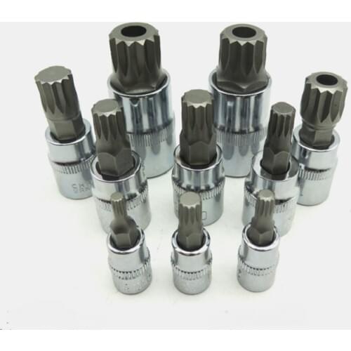New 10pcs/set 12 Point Spline Bit 12 Screwdriver Socket Set For Tamper-Proof Lug Nuts 1/4-Inch 3/8-Inch 1/2-Inch Drive