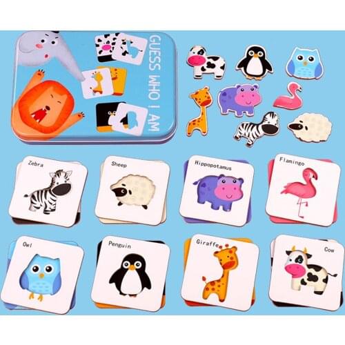 Animal Fruit Vegetable Cards Memory Matching Jigsaw Puzzles Children kids educational toys for children gift