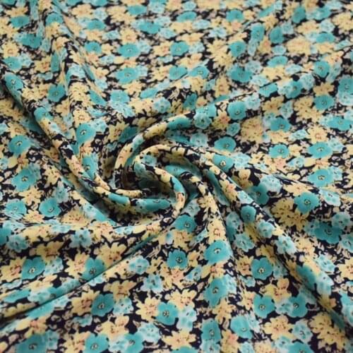 Half Meter Smooth And Soft Mint Green Flower Print 100% Polyester Fibre Fabric For Dress Cheongsam Trousers Garment T1693