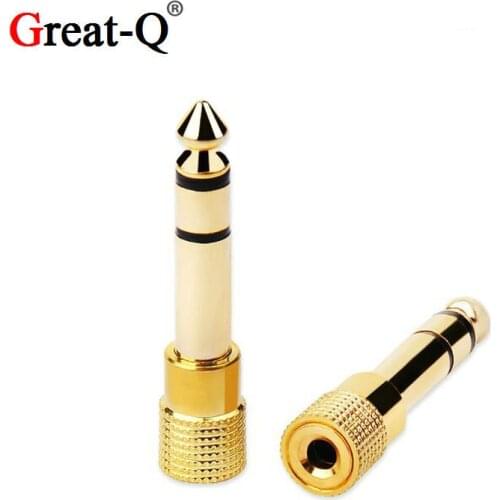 Great-Q 100ps/lot 6.35 1/4" M to 3.5 mm Female M/F Stereo Jack Adapter converter for Mcicrophone Earphone adaptador
