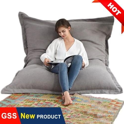 Dropshipping Giant Rectangle Bean Bag Chair No Filling Big Beanbag Sofa Bed Floor Pouf Ottoman Slipcover Lazy Recliner Futon