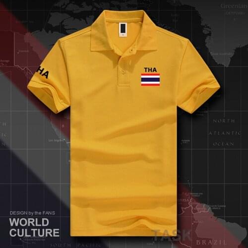 Thailand polo shirts men short sleeve white brands printed for country 2017 cotton nation team flag new Thai country flags TH