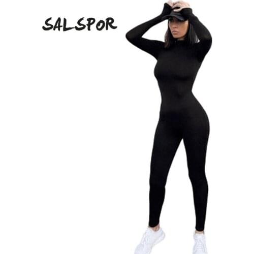 SALSPOR Yoga One Piece Sets Women Fitness Solid Color Push Up Breathable Gym Jumpsuit Fitness Tight Running Training Tracksuit