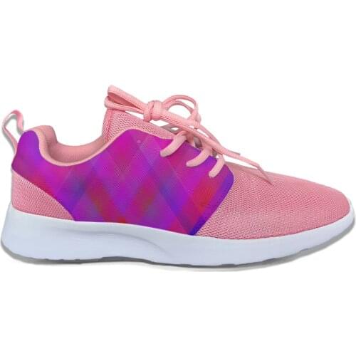Pastel Plaid Pattern Cute Lovely Fashion Sport Running Shoes Casual Breathable Lightweight 3D Print Girl Women Female Sneakers