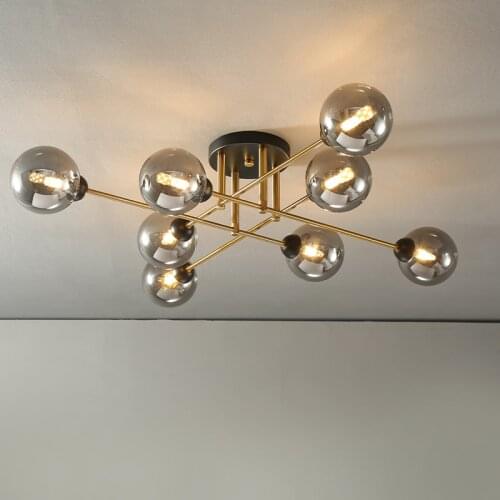 Led wrought iron chandelier For Bedroom lustre industrial Restaurant smoke glass home Loft Black Nordic art deco chandelier