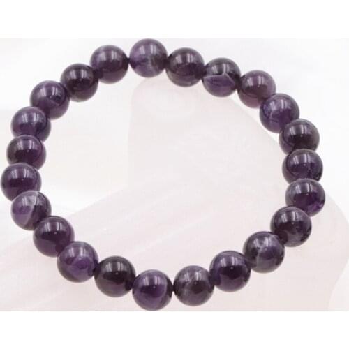 New Fashion Natural Stone Dreamy Amethysts Round Strand Bracelet for Women 8mm Elastic Bracelets Beaded Bangle Jewelry 7.5" A637
