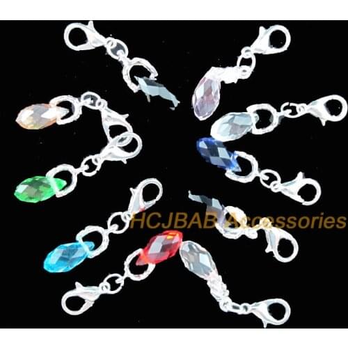 10 New Teardrop With Clasps Charms Silver Plated Crystal Beads Mixed