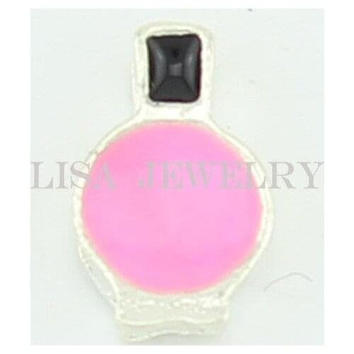 10PCS pink Nail polish bottle Floating charms DIY Accessory Fit for Locket Free shipping
