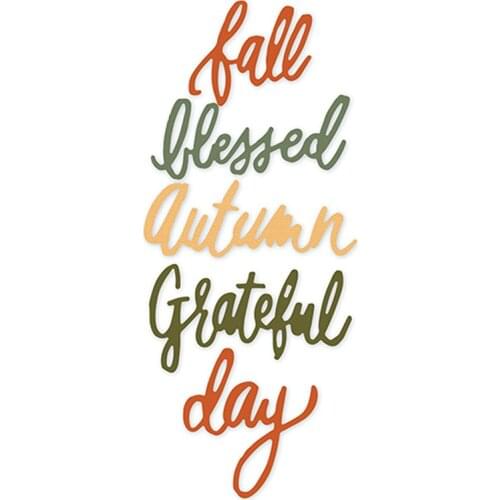 2020 New English Words Grateful Fall Day Autumn Blessed Metal Cutting Dies For Making Greeting Card Paper Scrapbooking No Stamps