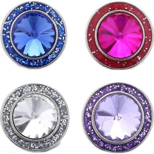 5pcs/lot New Snap Jewelry Rhinestone Round Crystal Flower 18mm Metal Snap Buttons Fit Snap Bracelet DIY Ginger Charms Jewelry