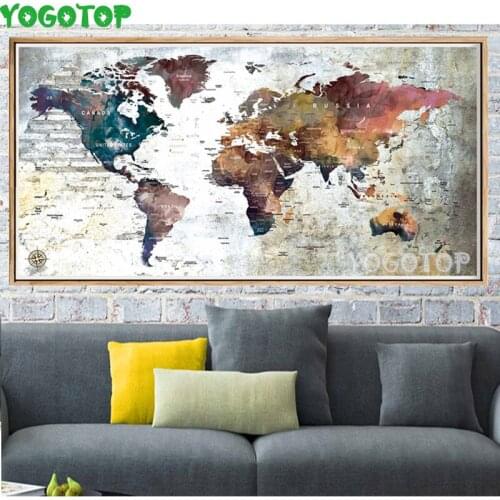 5d mosaic abstract color world travel map large diy diamond embroidery full square round diamond painting home decor YY4957