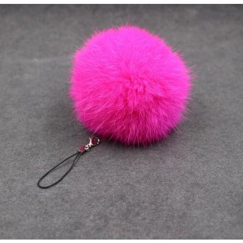 Cute Mobile Phone Lanyard 8cm Imitation Rabbit Fur Ball Pendant Car Luggage Keychains Accessories Key Chain Keychain Charms