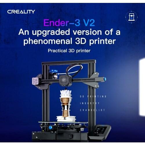 CREALITY 3D Ender-3 V2 Printer Kit 32 Bit Silent Mainboard High Precision New UI Display Screen Carborundum Glass Bed 3D Printer
