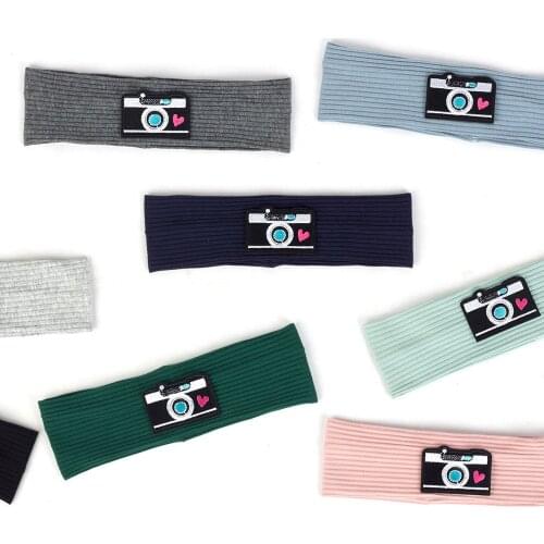 Childrens Simplicity Cotton Headband Infant Camera Printing Solid Color Ribbed Soft Headwear Elastic Toddler Hair Accessories