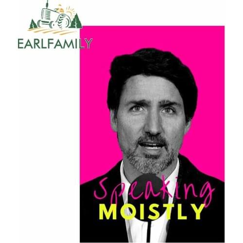 EARLFAMILY 13cm x 8.8cm for Justin Trudeau Speaking Moistly Car Stickers Windshield Anime Decal Silhouette Snowboard Decoration