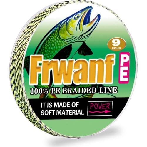 Frwanf super new braided fishing line 100m 300m 9 Strands strong pe wire thread 15 20 30 50 60 80 100LB mix color spot line