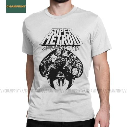 Mens Super Metroid Japanese T Shirts Samus Wars Aran Prime Snes Ridley Zebes Game Cotton Short Sleeve Tees Big Size T-Shirts