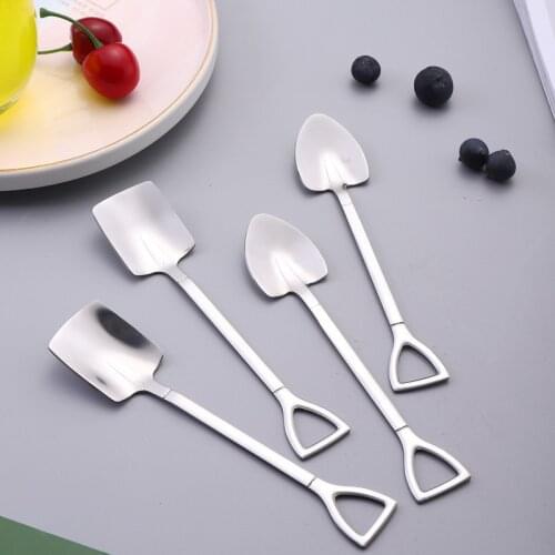 Stainless Steel Coffee Spoon Retro Shovel Spoon for Ice Cream Creative Tea-spoon Tableware Kitchen Bar Tool Cutlery Set