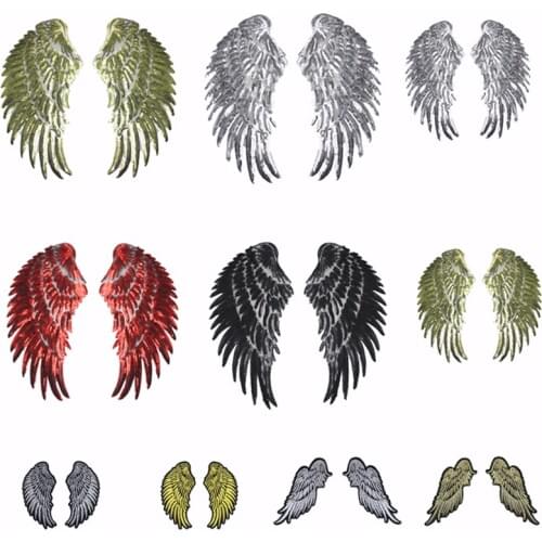 2Pcs New Arrival Sequin Patch DIY Angel wing Iron on Patches for Kids Clothes Sew-On Embroidered Patch Motif Applique Stickers
