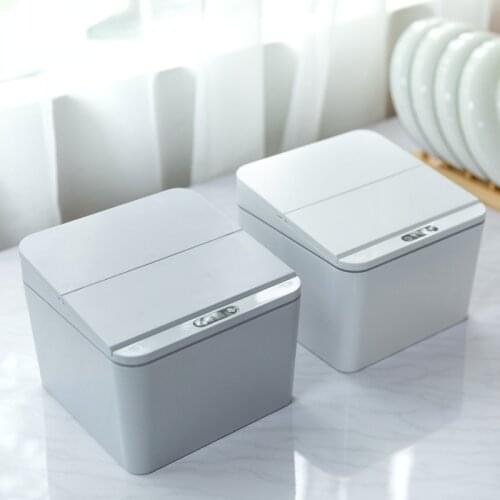 Kitchen Automatic Trash Can Living Room Bedside Table Trash Can With Cover Modern Minimalist Cubo De Basura Cleaning Tools EB5TC