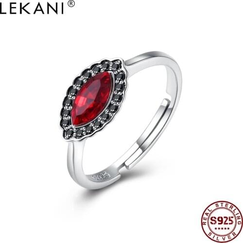 LEKANI S925 Sterling Silver Fashion Cat Eye Crystal Ring Punk Style Ring Delicate Design Engagement Party Gifts To Friends
