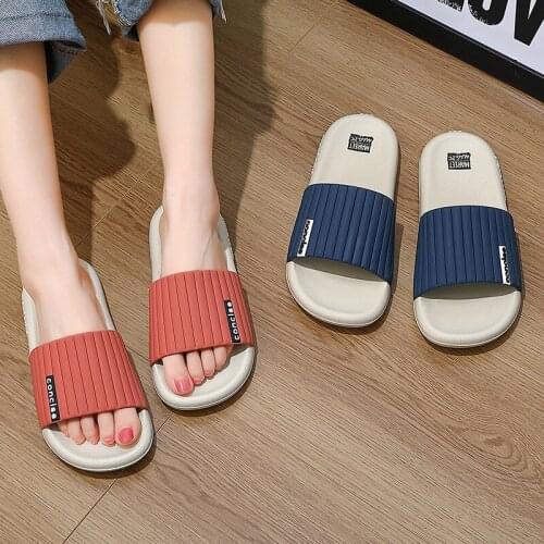 Summer Indoor Soft Sole Women Slippers Color Patchwork Flat Shoes Flip Flops Female Non-slip Bathroom Home Slippers Zapatillas