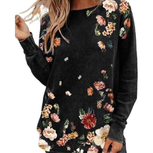 Fashion Women T-shirt O Neck Long Sleeve Top Women Floral Print Pullover Tee Tops Clothing camisetas de mujer футболка женский