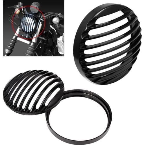 Motorcycle 5.75" 5 3/4" CNC Retro Headlight Grill Cover Fit For Harley Sportster XL 883 Iron 1200 04-14 Custom XL1200C 48