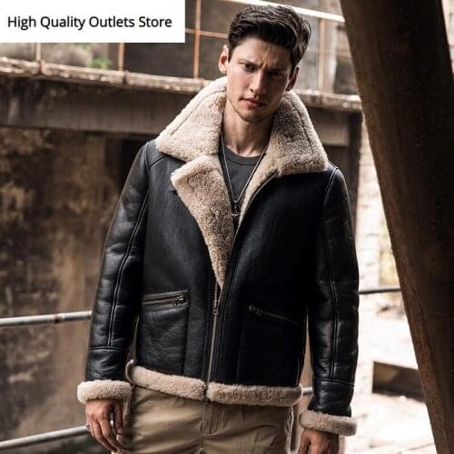 Men sheepskin jacket outerwear man genuine leather coat original ecology fur coats